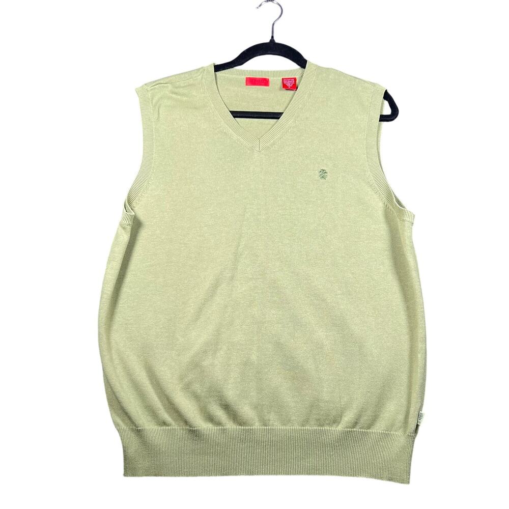 Izod Mens Green Knit V-Neck Sweater Vest M